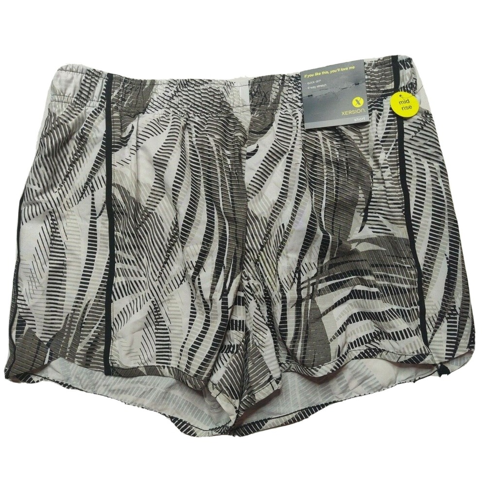 Xersion Women Small Black Leaf Lined Stretch Quick-Dri Running Shorts NEW